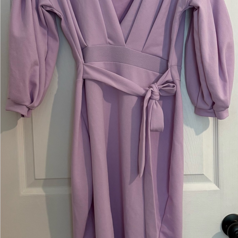 Boohoo Lavender Long Sleeve Wrap Dress
